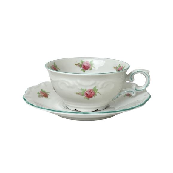 Schumann Bavaria Germany US Zone Pink Roses Floral Demitasse Cup Saucer Vintage - Picture 1 of 11